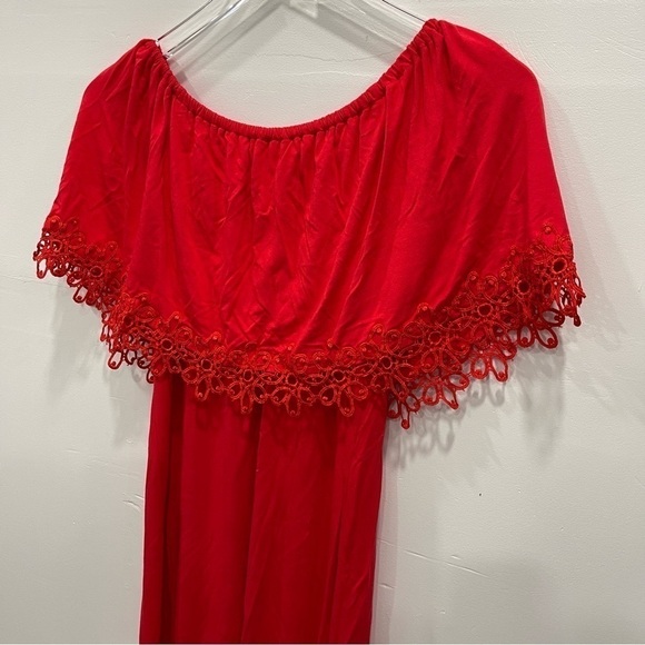 Chico’s Embroidered Hem Off The Shoulder Dress in Red Size 0 - Picture 10 of 12